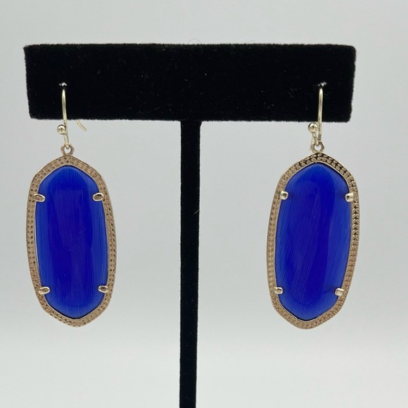 Kendra Scott Elle Earrings – Gold & Blue Elegance - Picture 2 of 3